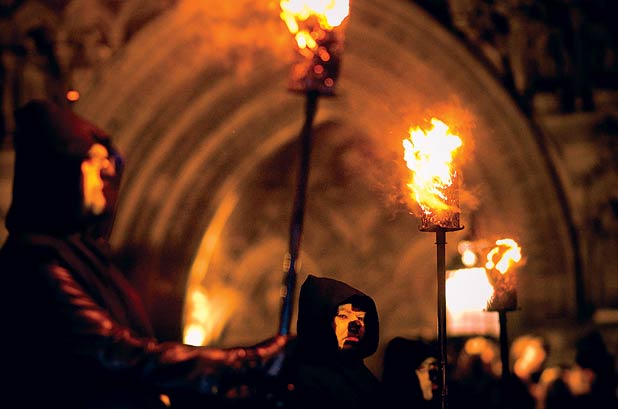 Torchbearers at Fesival of Samhain