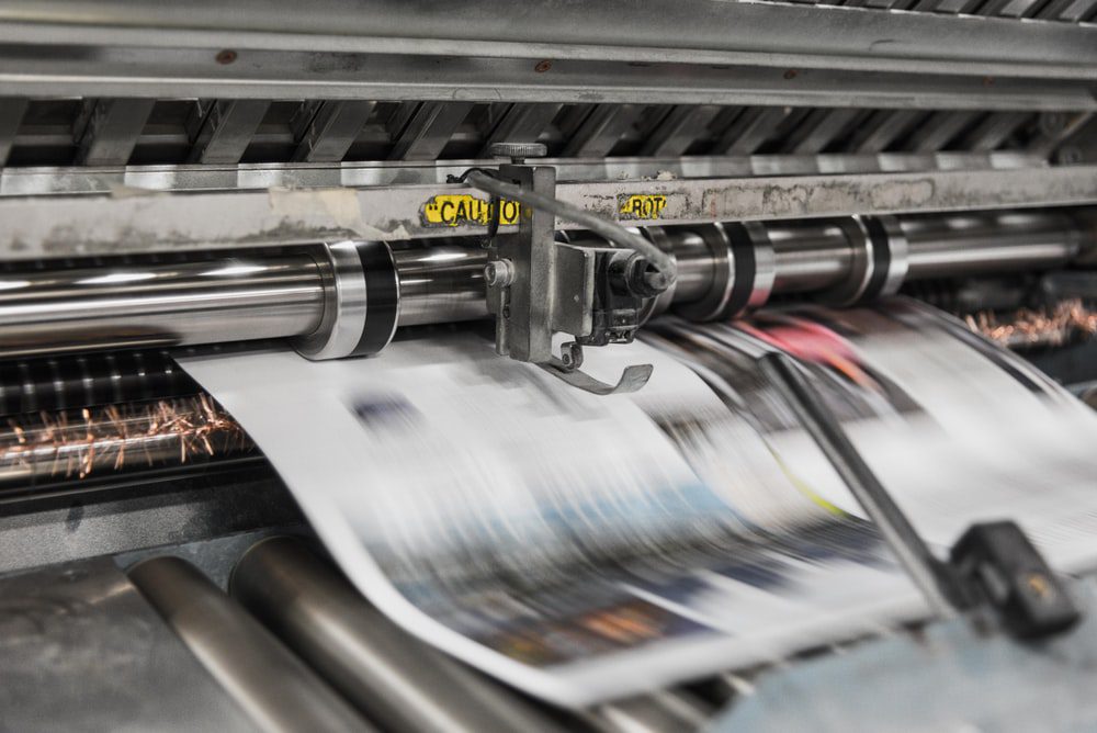 printing process in action with machinery working