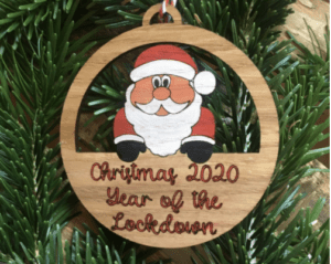 tree ornament santa laser cut and painted